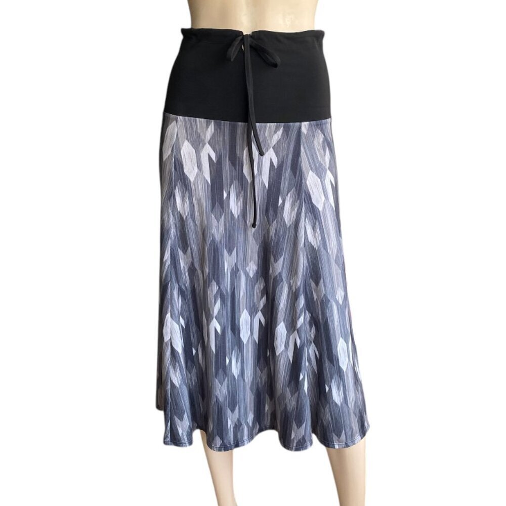 Prana Taj Print Charcoal Midi Length Skirt Sz S​​